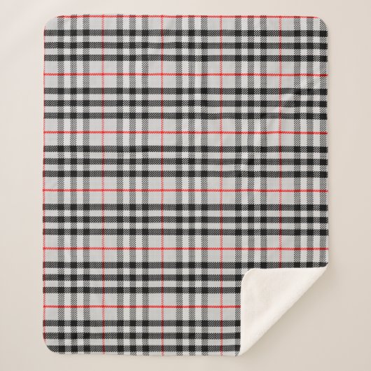 Schwarz-weiß Red Gingham | Klassisches Scheckgeweb Sherpadecke (Vorderseite)