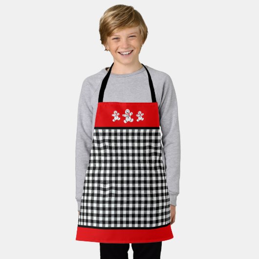 Schwarz-weiß Red Kariert Gingerbrot Männer Kleine Schürze (Getragen)