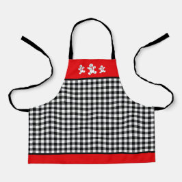 Schwarz-weiß Red Kariert Gingerbrot Männer Kleine Schürze