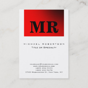 Schwarz-weiß Red Minimalistisch Monogram Business  Visitenkarte