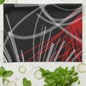 Schwarz-weiß & Red Modern Abstrakte Ribbons Geschirrtuch (Gefaltet)