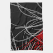 Schwarz-weiß & Red Modern Abstrakte Ribbons Geschirrtuch (Vertikal)