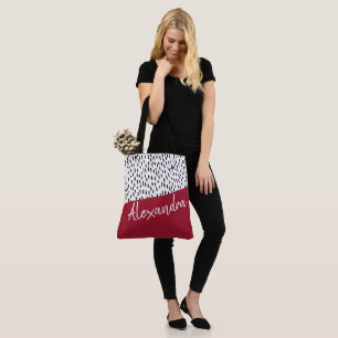 Schwarz-weiß Red Modern Personalisiert Tasche
