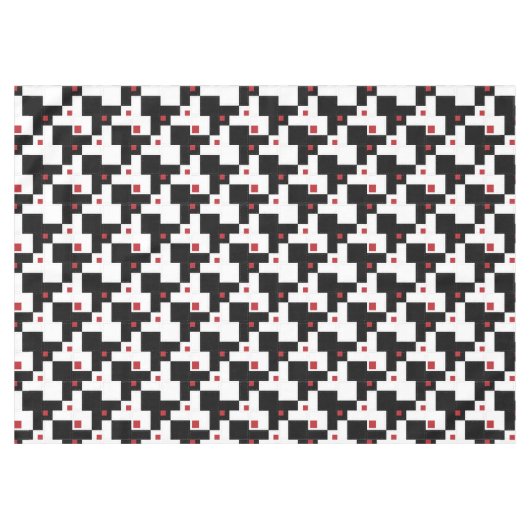 Schwarz-weiß Red Modern Vintag Tischdecke (Vorderseite (Horizontal))