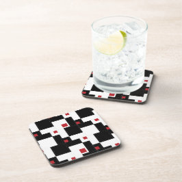 Schwarz-weiß Red Modern Vintage Patchwork Getränkeuntersetzer