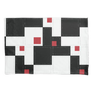 Schwarz-weiß Red Modern Vintage Patchwork Kissenbezug