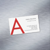 Schwarz-weiß Red Monogram Initial Letter Attorney Magnetische Visitenkarte (Beispiel)