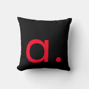 Schwarz-weiß Red Monogram Initial Letter Modern Kissen
