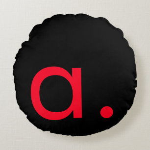 Schwarz-weiß Red Monogram Initial Letter Modern Rundes Kissen
