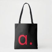 Schwarz-weiß Red Monogram Initial Letter Modern Tasche (Vorderseite)