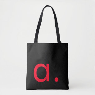 Schwarz-weiß Red Monogram Initial Letter Modern Tasche