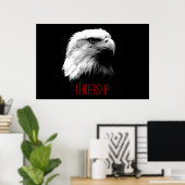 Schwarz-weiß Red Motivation Leadership Eagle Poste Poster (Heimbüro)