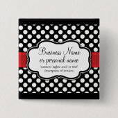 Schwarz-weiß Red Polka Dot Retro Niedlich Consulta Button (Vorderseite)