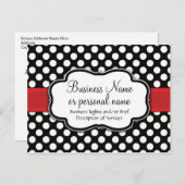 Schwarz-weiß Red Polka Dot Retro Niedlich Consulta Einladungspostkarte (Vorne/Hinten)