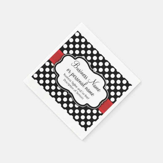 Schwarz-weiß Red Polka Dot Retro Niedlich Consulta Serviette (Ecke)