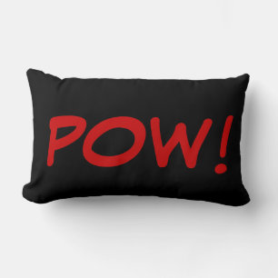 Schwarz-weiß Red Pow! Comic Graphic Retro Vintag Lendenkissen