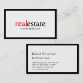 Schwarz-weiß Red Real Anwesen Agent Business Card Visitenkarte (Vorne/Hinten)