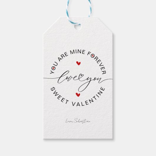 Schwarz-weiß Red Simple Minimalistische Liebe Vale Geschenkanhänger (Vorderseite)