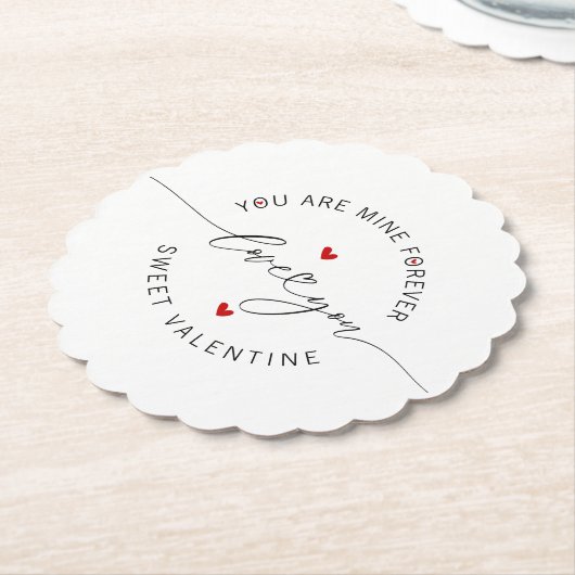 Schwarz-weiß Red Simple Minimalistische Liebe Vale Untersetzer (angewinkelt)