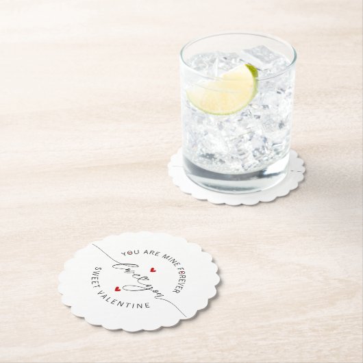 Schwarz-weiß Red Simple Minimalistische Liebe Vale Untersetzer (Vor Ort)