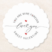 Schwarz-weiß Red Simple Minimalistische Liebe Vale Untersetzer (Vorderseite)