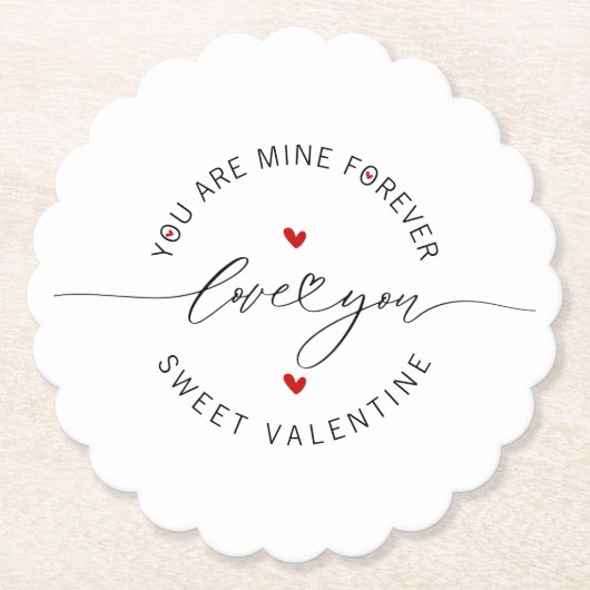 Schwarz-weiß Red Simple Minimalistische Liebe Vale Untersetzer (Vorderseite)