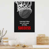 Schwarz-weiß Red Success Zitat Basketball Poster (Küche)