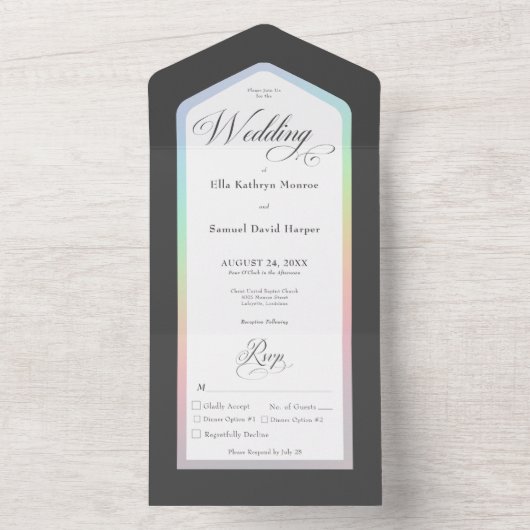 Schwarz-Weiß-Regenbogen Modernes Abendessen All In One Einladung (Innen Boden)