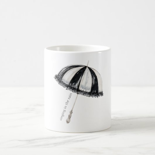 Schwarz Weiß Regenschirm Kaffeetasse (Mittel)