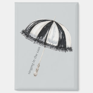 Schwarz Weiß Regenschirm Magnet