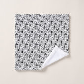 Schwarz-Weiß-Reis-Körner-Muster Badhandtuch Set (Waschlappen)
