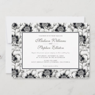 Schwarz-Weiß-Reißblume - Hochzeit Einladung