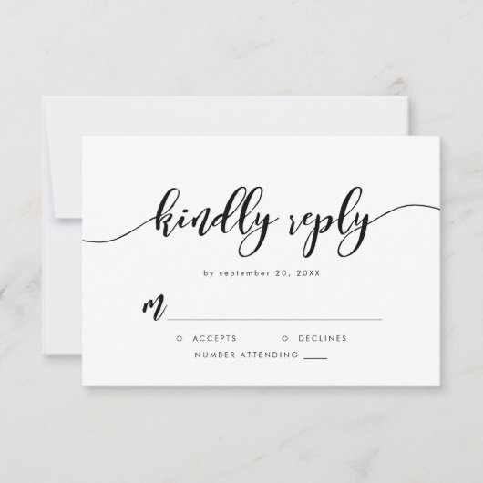 Schwarz & Weiß Relax Script Kindly Antwort (Vorderseite)