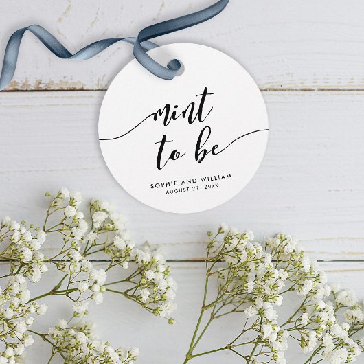 Schwarz-Weiß Relax Script Mint to Be Wedding Geschenkanhänger