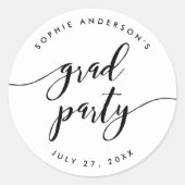 Schwarz-Weiß-Relax-Script-Party Runder Aufkleber (Vorderseite)