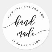 Schwarz-Weiß-Relax-Skript handgefertigt Runder Aufkleber (Vorderseite)