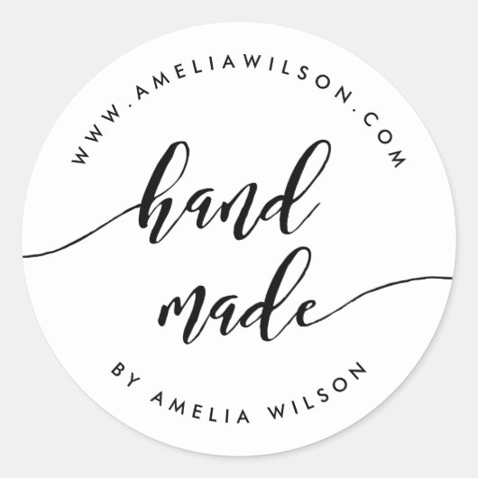 Schwarz-Weiß-Relax-Skript handgefertigt Runder Aufkleber (Vorderseite)