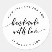 Schwarz-Weiß-Relax-Skript Handmade mit Liebe Runder Aufkleber (Vorderseite)