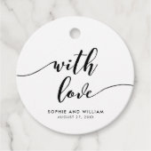 Schwarz-Weiß-Relax-Skript mit Liebe Hochzeit Geschenkanhänger (Vorderseite)