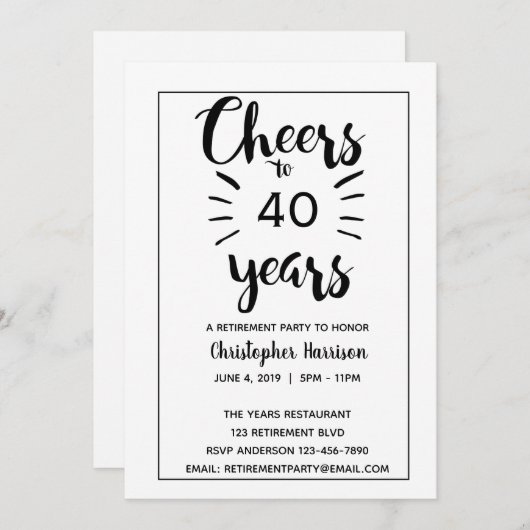 Schwarz-Weiß-Rente Einladung (Vorne/Hinten)