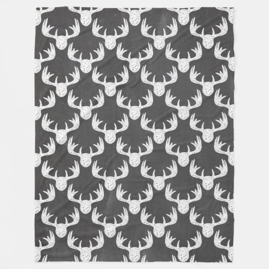 Schwarz/Weiß Rentier Fleece-Blanket Fleecedecke (Vorderseite)