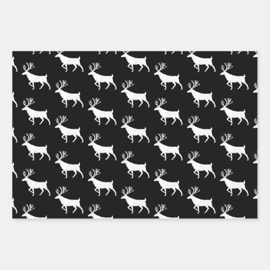 Schwarz-Weiß-Rentier Geschenkpapier Set (Vorderseite)