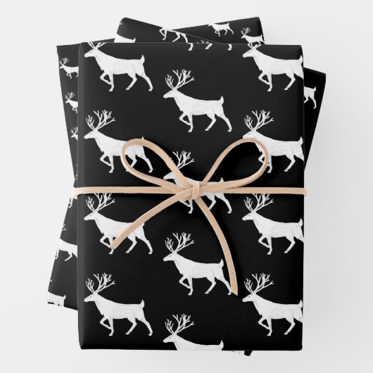 Schwarz-Weiß-Rentier Geschenkpapier Set (Beispiel)