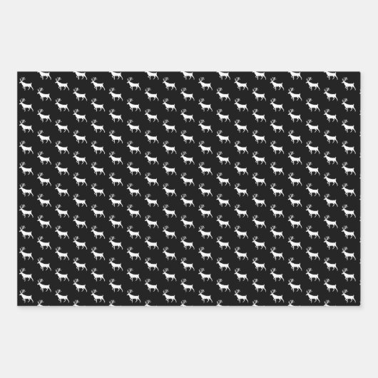 Schwarz-Weiß-Rentier Geschenkpapier Set (Vorderseite 3)