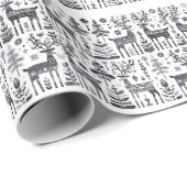 Schwarz-Weiß-Rentier-Muster Geschenkpapier (Rolleneckpunkt)