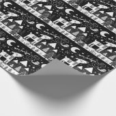 Schwarz-Weiß-Rentier-Muster Geschenkpapier (Ecke)