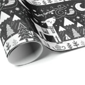 Schwarz-Weiß-Rentier-Muster Geschenkpapier (Rolleneckpunkt)