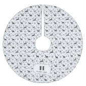 Schwarz-Weiß-Rentier-Muster Monogram-Tree-Rock Polyester Weihnachtsbaumdecke (Vorderseite)