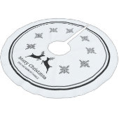 Schwarz & Weiß Rentiere mit Schneeflocken Weihnach Polyester Weihnachtsbaumdecke (Schrägansicht)