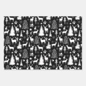 Schwarz-Weiß-Rentierwald modern Geschenkpapier Set (Vorderseite 3)